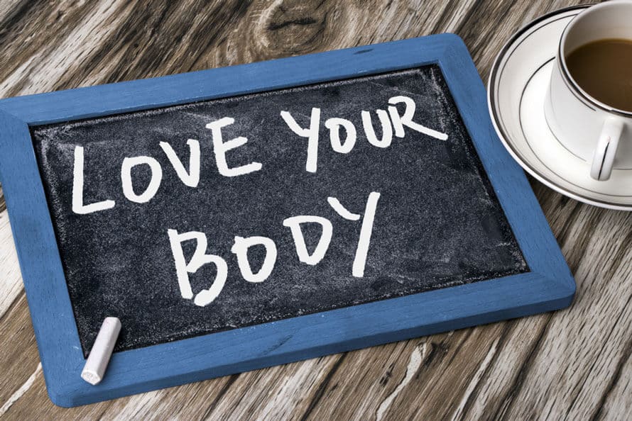 love your body handwritten on blackboard